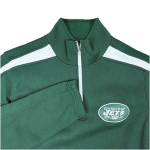 NFL New‎ York Jets Waffle Knit Quarter Zip Jacket Men's Medium Green Polyester